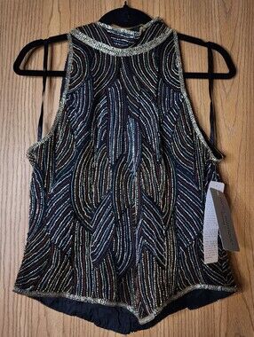 Vintage Papell Boutique Evening Beaded Top 100% Silk NWT